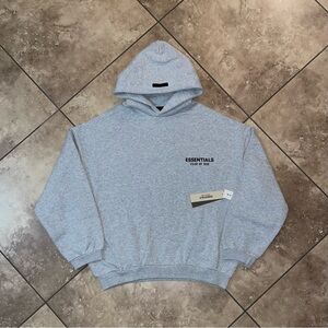 Fear of God Essentials Fleece Hoodie Light Heather Gray (With Pockets) Small